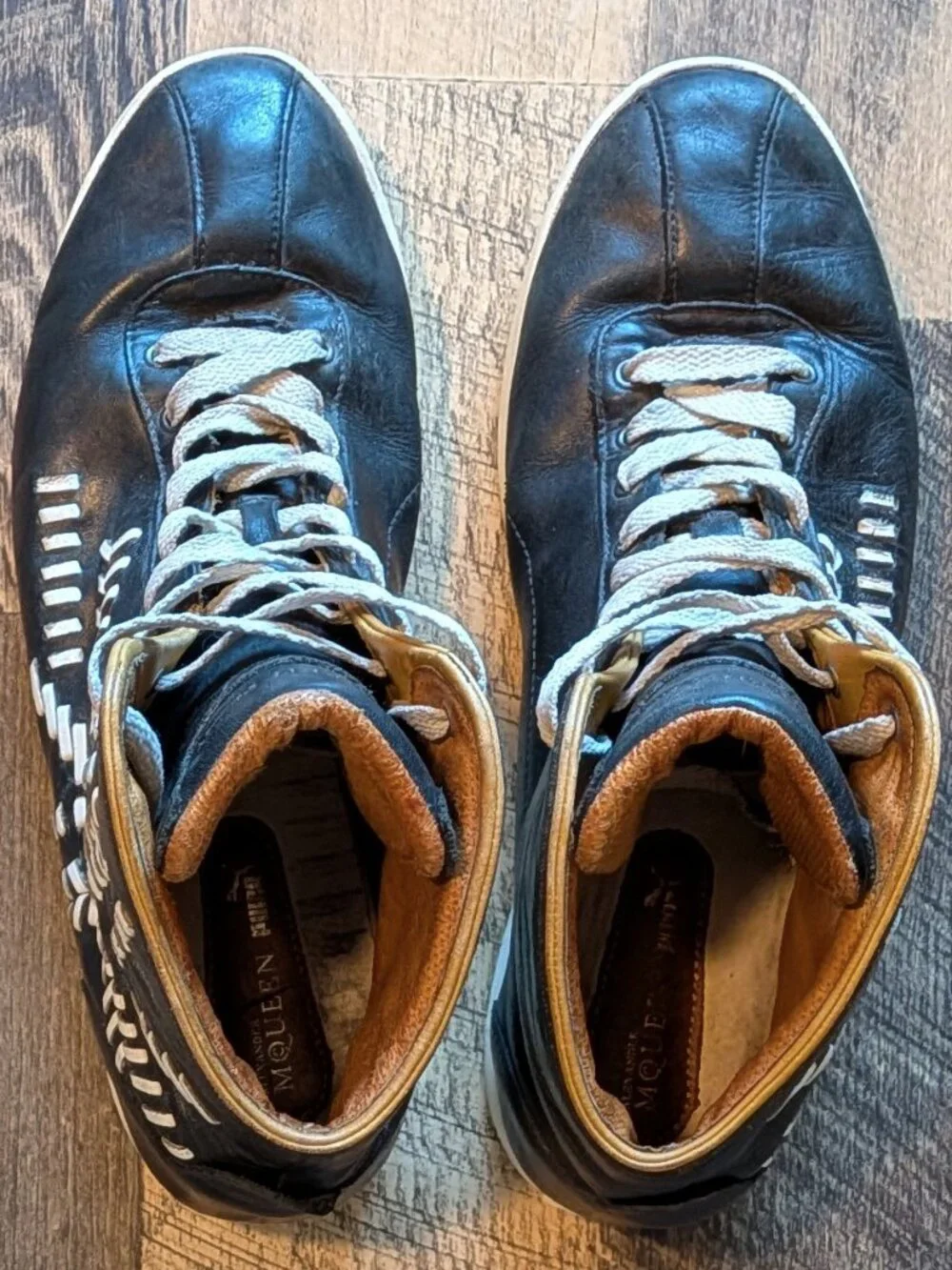 Alexander McQueen Puma Medius Leather Sneakers Black White Shoes